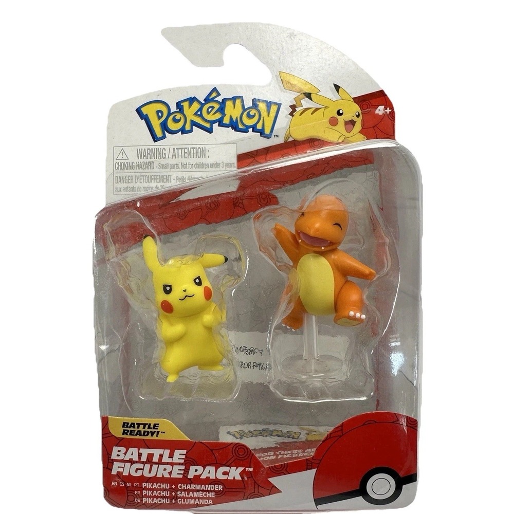 Pokemon Battle Figure Pack Pikachu Charmander Jazwares 2023 Miniature New Sealed
